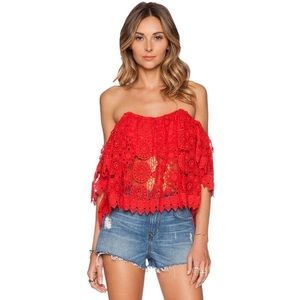 TULAROSA Amelia Crop Top in Cayenne